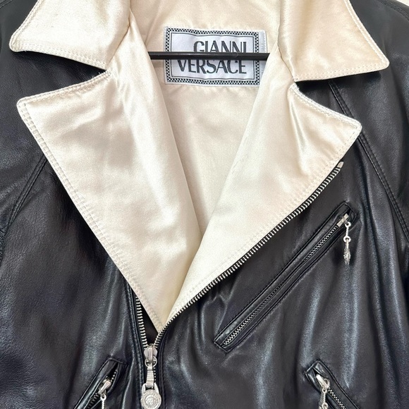 Rare Vintage 90s Gianni Versace Motorcycle Leather Jacket Seen Worn by Prince - Picture 3 of 12